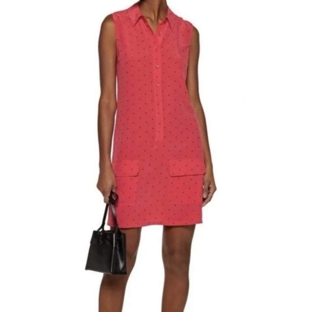 Equipment Femme Lucida Red Star Print Silk Shirt Dress Size L